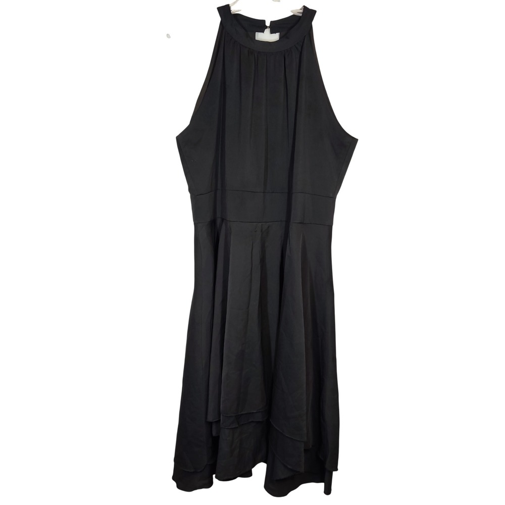 Unbranded Dress Womens XL Black Halter High Low Tiered Fit Flare Cocktail Formal